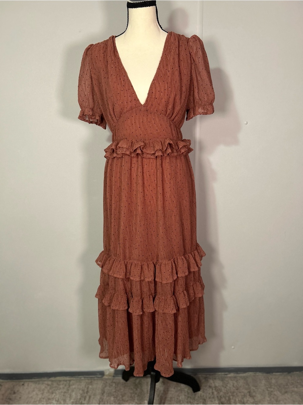 Lulu's Rust Tiered Ruffle Maxi Dress